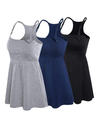 Camisetas de Maternidad de Algodón SUIEK 3-Pack Lactancia