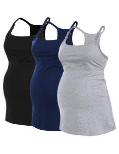 Camisetas de Maternidad de Algodón SUIEK 3-Pack Lactancia 2