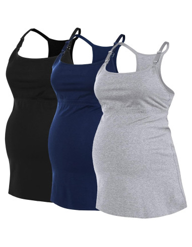 Camisetas de Maternidad de Algodón SUIEK 3-Pack Lactancia