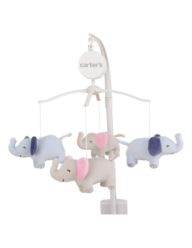 Móvil Musical Elefantes Florales Carter's Pérsico y Gris