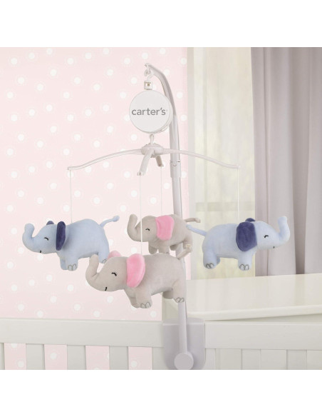 Móvil Musical Elefantes Florales Carter's Pérsico y Gris