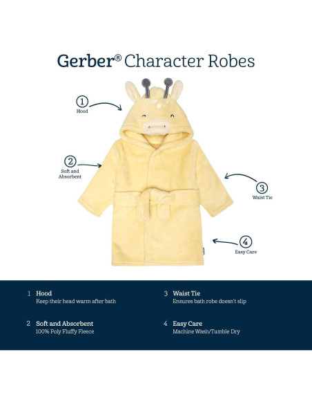 Bata de Baño para Bebés Gerber Jirafa 0-9 Meses Suave