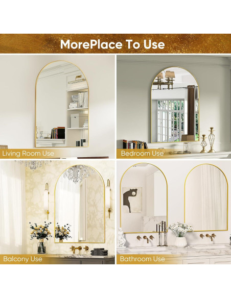 Espejo de Baño Antok 50.8x76.2cm Arqueado Negro/Dorado