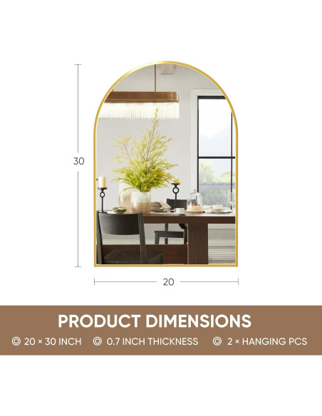 Espejo de Baño Antok 50.8x76.2cm Arqueado Negro/Dorado