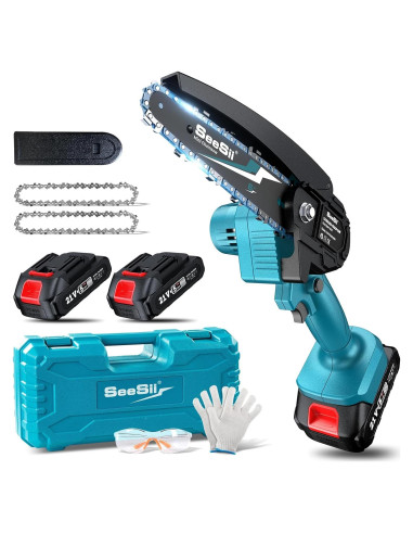 Sierra de Cadena Mini Seesii Inalámbrica 15 cm con 2 Baterías