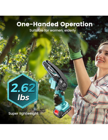 Sierra de Cadena Mini Seesii Inalámbrica 15 cm con 2 Baterías