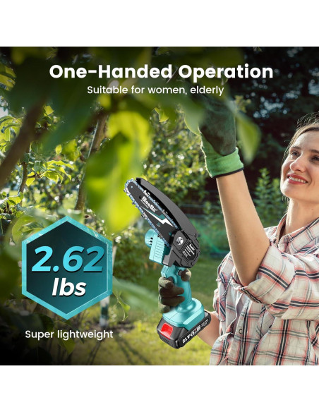 Sierra de Cadena Mini Seesii Inalámbrica 15 cm con 2 Baterías