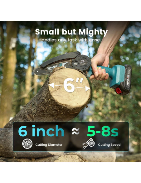 Sierra de Cadena Mini Seesii Inalámbrica 15 cm con 2 Baterías