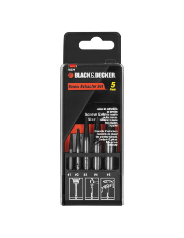Juego de Extractores de Tornillos BLACK+DECKER 5 Piezas