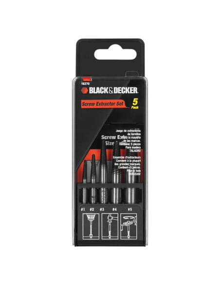 Juego de Extractores de Tornillos BLACK+DECKER 5 Piezas