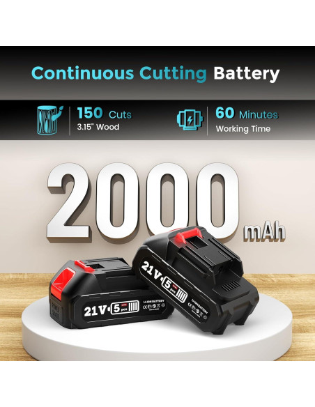 Sierra de Cadena Mini Seesii Inalámbrica 15 cm con 2 Baterías