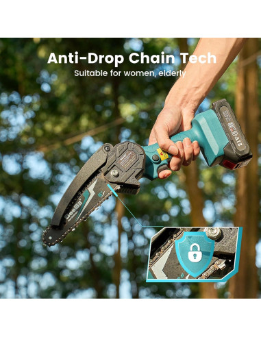 Sierra de Cadena Mini Seesii Inalámbrica 15 cm con 2 Baterías