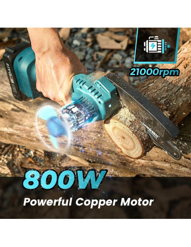 Sierra de Cadena Mini Seesii Inalámbrica 15 cm con 2 Baterías