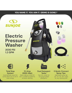 Lavadora a Presión Eléctrica Sun Joe SPX3000 + Juego de 5 Puntas 2