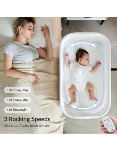 Cuna Mecedora Eléctrica VaVaSoo 3 Velocidades con Ruido Blanco 2