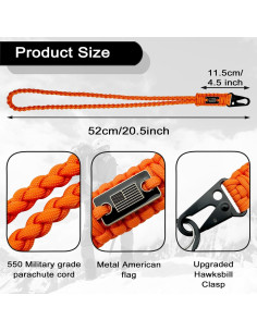Lanyard de Paracord DDOUT Naranja con Llaveros y Hebilla 2