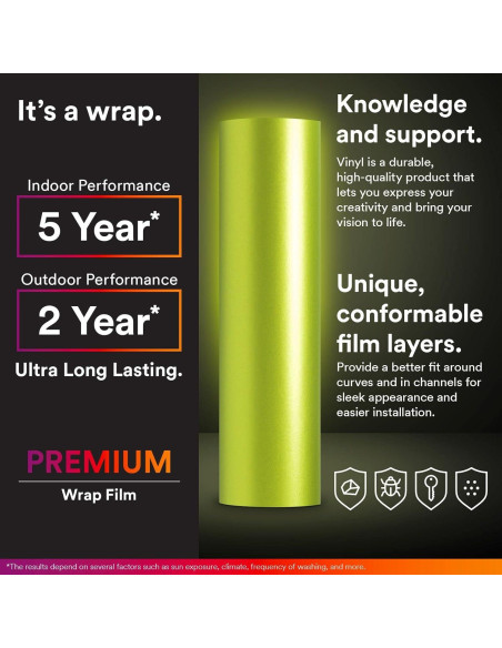 Vinilo Adhesivo Satinado Cromado Verde Lima EZAUTO 5FTx45FT