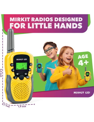 MIRKIT GO! Juego de 4 Walkie Talkies para Niños + 4 Juegos