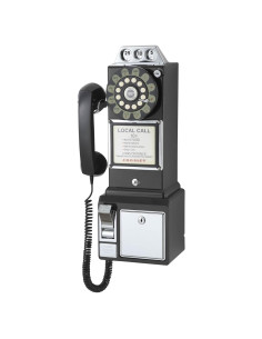 Teléfono Público Vintage Crosley CR56-BK Negro con Alcancía