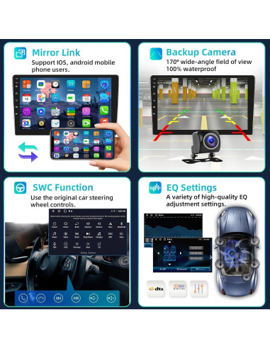 Estéreo de Coche Podofo 10.1" Android 2GB+32GB Carplay Auto