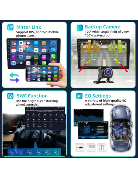 Estéreo de Coche Podofo 10.1" Android 2GB+32GB Carplay Auto