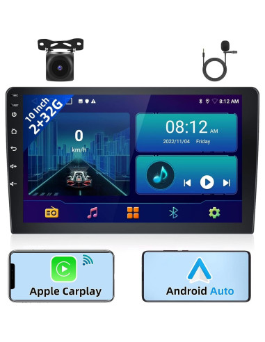 Estéreo de Coche Podofo 10.1" Android 2GB+32GB Carplay Auto