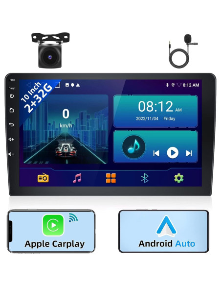 Estéreo de Coche Podofo 10.1" Android 2GB+32GB Carplay Auto