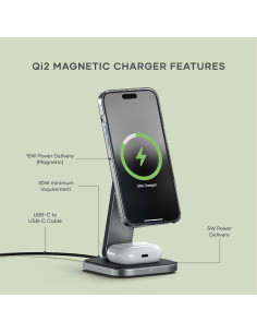 Cargador Inalámbrico 2 en 1 Satechi Qi2 15W Magnético 2