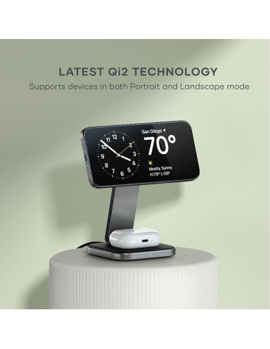 Cargador Inalámbrico 2 en 1 Satechi Qi2 15W Magnético