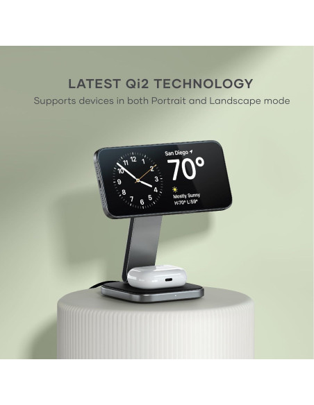 Cargador Inalámbrico 2 en 1 Satechi Qi2 15W Magnético