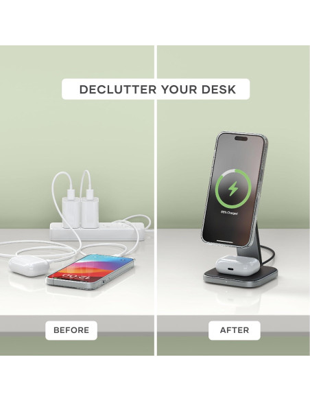 Cargador Inalámbrico 2 en 1 Satechi Qi2 15W Magnético