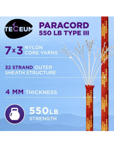 Cuerda Paracord 550 TECEUM Llama de Fuego 30,5 m 4mm 2