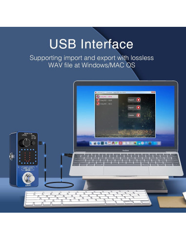 Pedal Looper LEKATO para Guitarra y Bajo, 3 Bucles, 18 Minutos