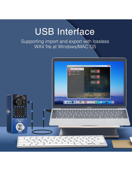 Pedal Looper LEKATO para Guitarra y Bajo, 3 Bucles, 18 Minutos