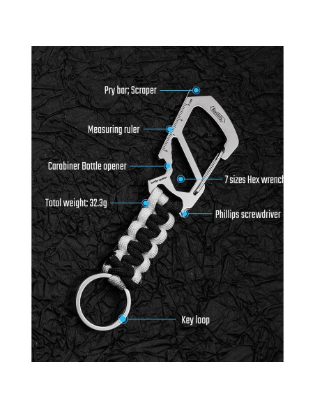 KeyUnity KC00 Clip Carabiner Paracord 550 Multiherramienta