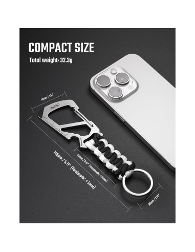 KeyUnity KC00 Clip Carabiner Paracord 550 Multiherramienta