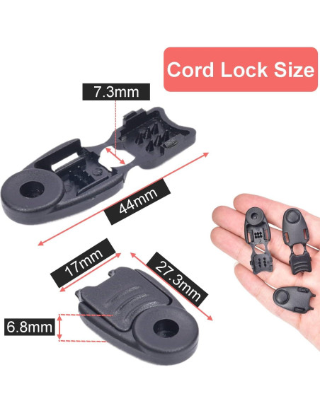 Cierre de cordón CooBigo 50 unidades plástico negro