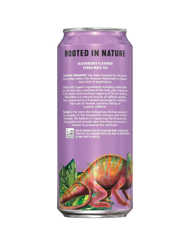Bebida de Yerba Mate Orgánica Yachak Sabor Mora - 12 Latas 473ml