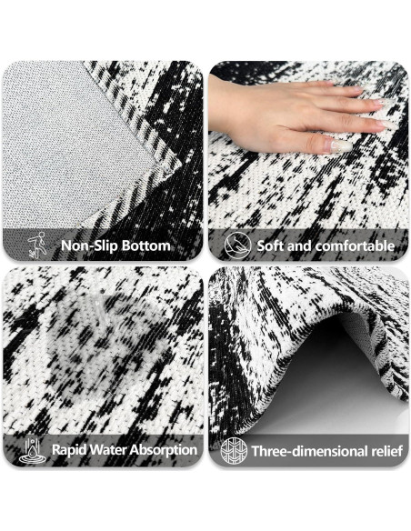 Alfombra de Baño HDFK Negra 61x45 cm Antideslizante Lavable