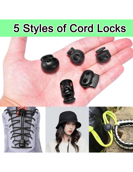 50 Cierres de Cuerda de Plástico con Resorte - 5 Estilos