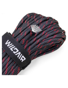 Cuerda Paracord WILDAIR 30m 750lb Nylon Negro Rojo