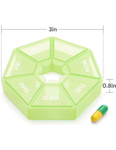 Organizador de Pastillas Semanal INVODA Verde 2PCS Grande