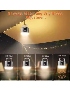 Linterna Camping LED WOSERLD QW-2347 4 Modos Luz y Ventilador 2