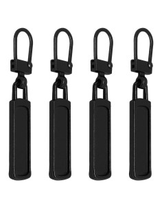 4 Tiradores de Cremallera Negros Qintreesify - Reemplazo Desmontable