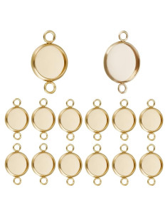 Conectores Cabochón Beebeecraft 30Pcs 10mm Oro 24K Acero Inoxidable