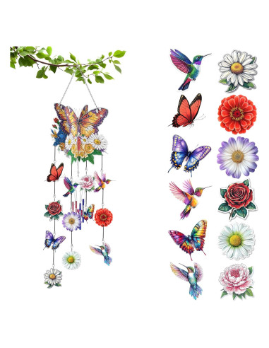 Campana de Viento LOMSIOY 3D Mariposa Acrílico DIY 72.9 cm
