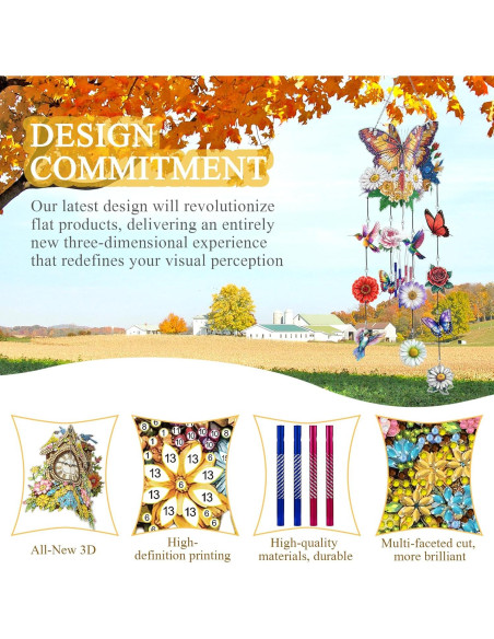 Campana de Viento LOMSIOY 3D Mariposa Acrílico DIY 72.9 cm