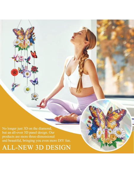 Campana de Viento LOMSIOY 3D Mariposa Acrílico DIY 72.9 cm