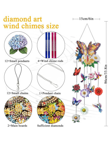 Campana de Viento LOMSIOY 3D Mariposa Acrílico DIY 72.9 cm
