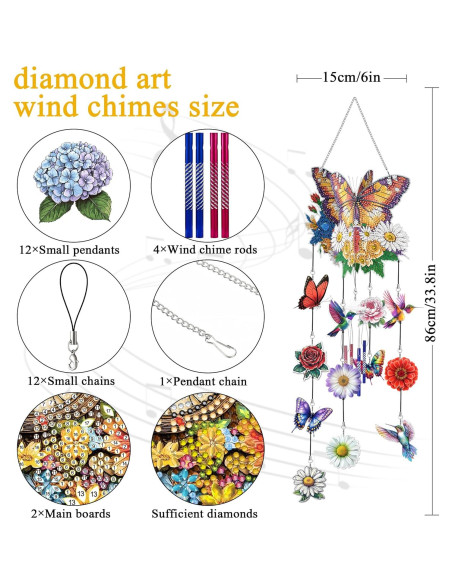 Campana de Viento LOMSIOY 3D Mariposa Acrílico DIY 72.9 cm